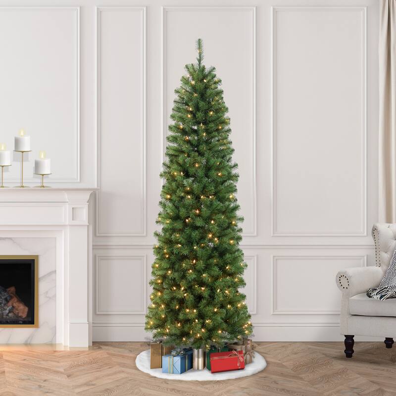 Puleo International Pre-Lit 6.5' Pencil Northern Fir Artificial Christmas Tree