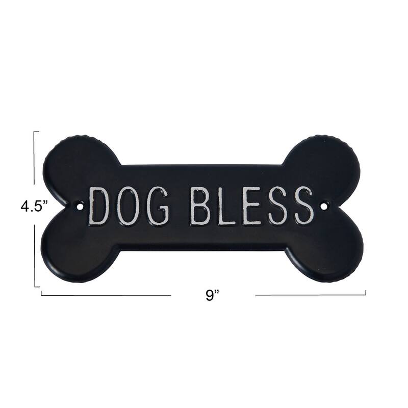 Decorative Metal "Dog Bless" Wall Sign - 9.0"L x 0.3"W x 4.4"H