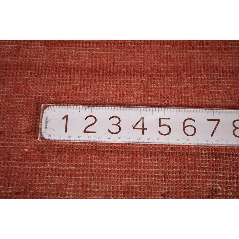 Gabbeh Modern Area Rug Hand-Knotted Solid Orange Wool Carpet - 4'11" x 6'7"