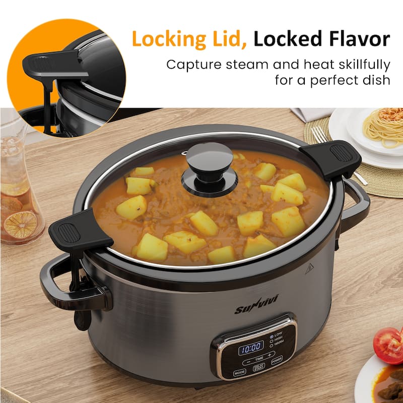 4QT Programmable Slow Cooker with Locking Lid