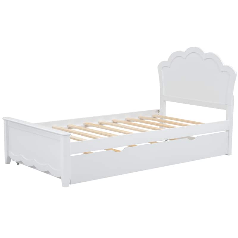 Bed Frame with Twin Size Trundle Bed and Headboard