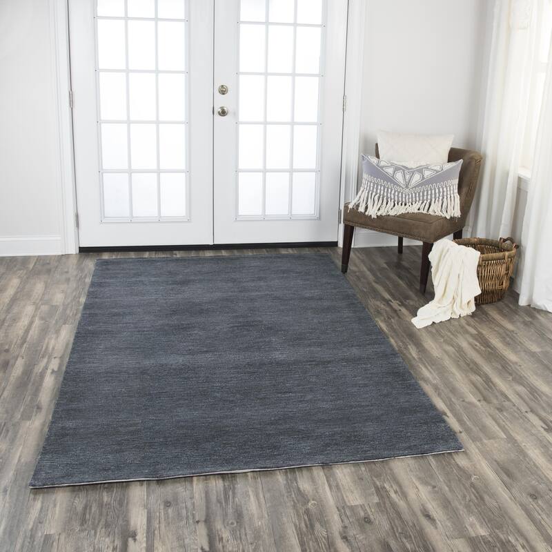 Alora Decor Emerson Charcoal and Grey Solid Hand-tufted Wool Rug - 9' x 12' - Dark Grey