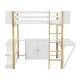 preview thumbnail 64 of 65, Modern Twin Size Wooden Loft Bed with Built-in Storage Cabinet and Cubes, Foldable Desk