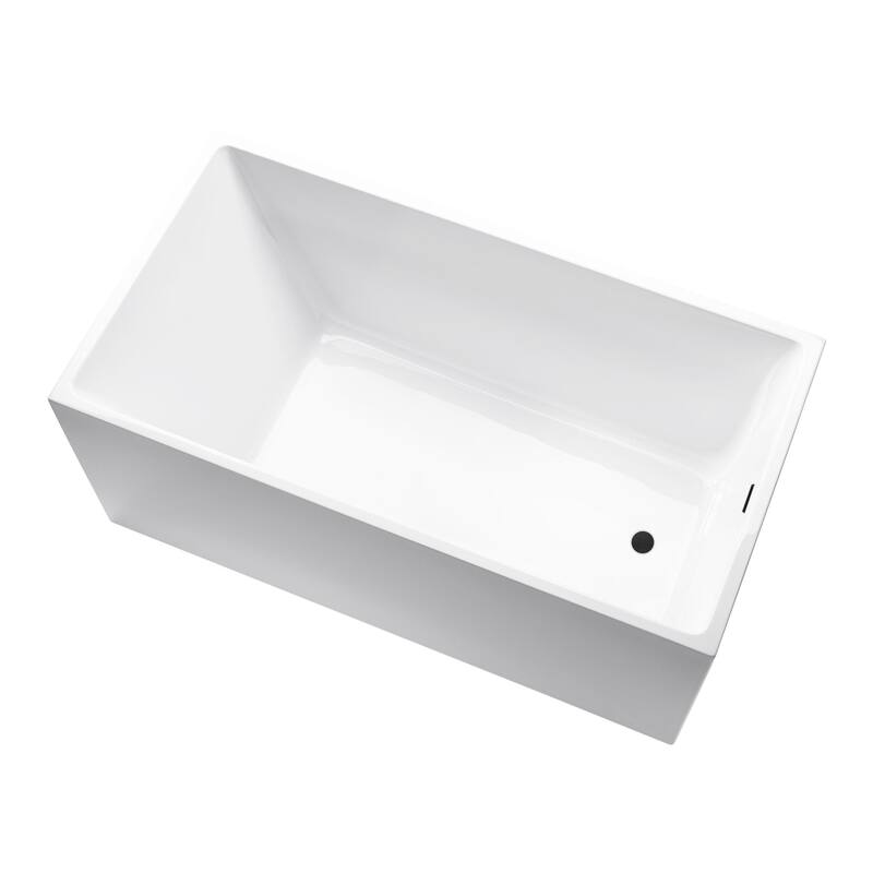 Vanity Art 55" x 29" White Acrylic Flatbottom Freestanding Bathtub