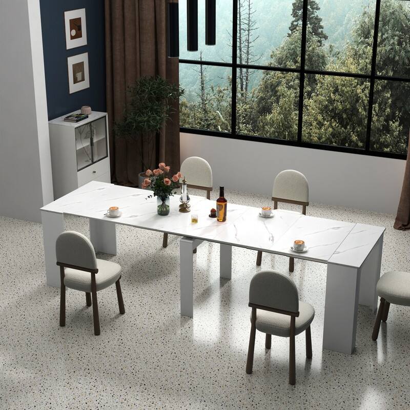 Foldable Dining Table for 6-12 People, Extends to 118 inchConsole Table Space Saving Dinette
