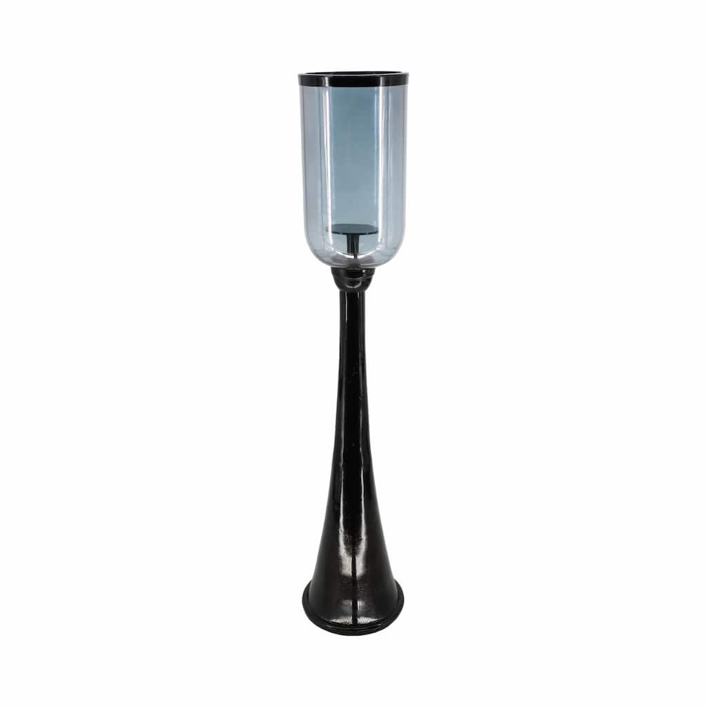 Striking Tall Candle Holder - Modern Metal and Glass Floor Candle Stand