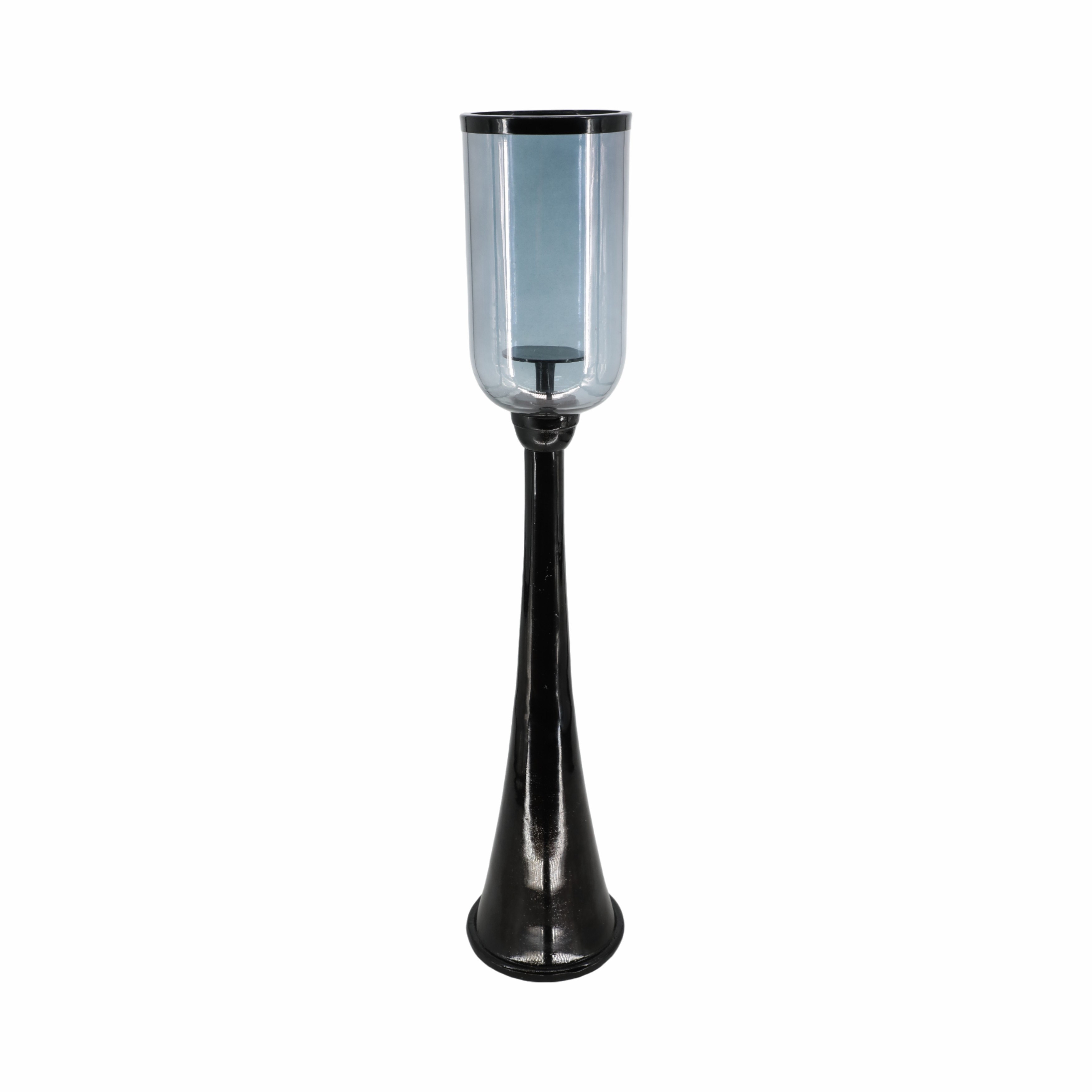 Striking Tall Candle Holder - Modern Metal and Glass Floor Candle Stand