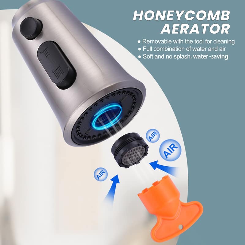 WOWOW Pull Down Kitchen Faucet Spray Head with 9 Adapters Kit