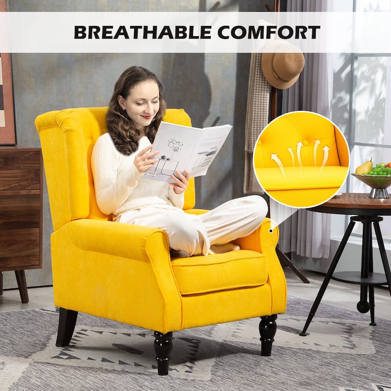 HOMCOM Copper Grove Guanta Tufted Wood Leg Accent Chair