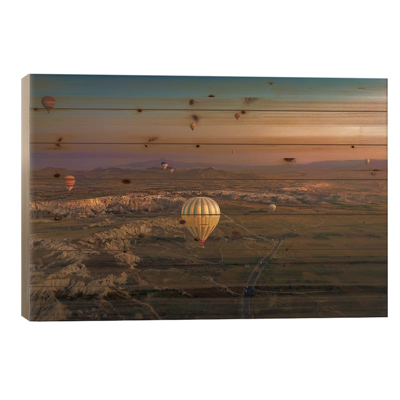 Zero Gravity Print On Wood by Marco Antonio Cobo - Multi-Color - 26x40x1.5