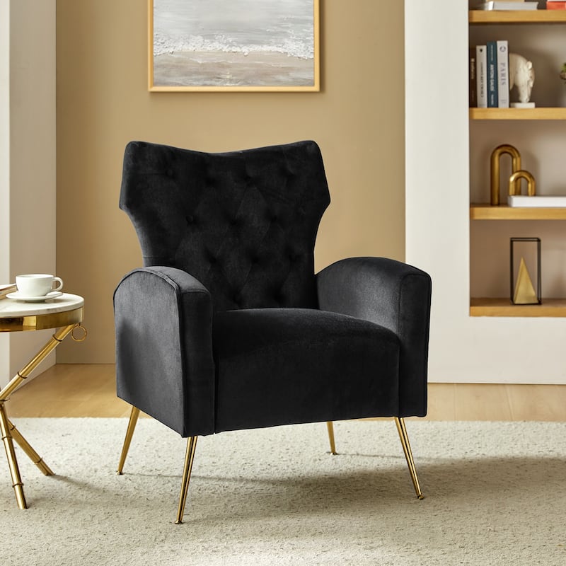 Abadiana Accent Tufted Chair with Metal Base by HULALA HOME
