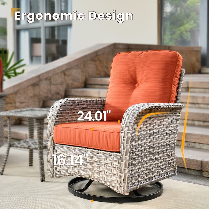 XIZZI 10-piece Patio Furniture Wicker Sectional Set with Swivel Chair
