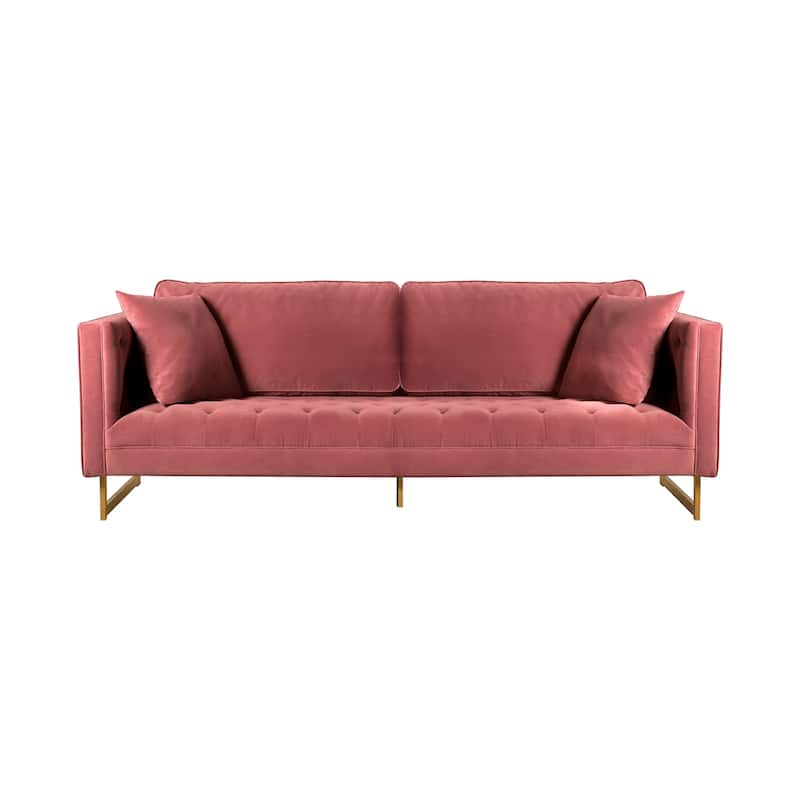 Lenox Velvet 90" 3-Seater Sofa with Brass Legs