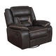 preview thumbnail 1 of 3, Jake 41 Inch Gliding Manual Recliner, Pillowtop, Dark Brown Faux Leather Brown