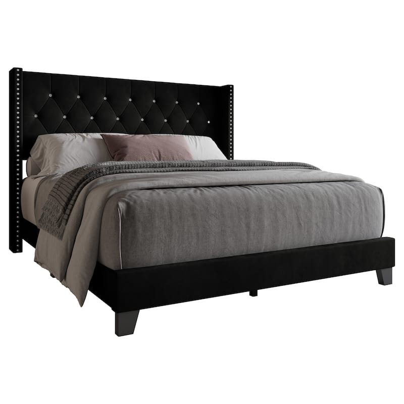 Clayfell Monroe Tufted Upholstered Wingback Panel Bed