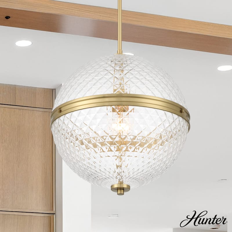 Hunter Bay Hollow Alturas Gold with Clear Glass 1 Light Pendant - Transitional, Modern - Kitchen, Dining Room, Entryway - Alturas Gold