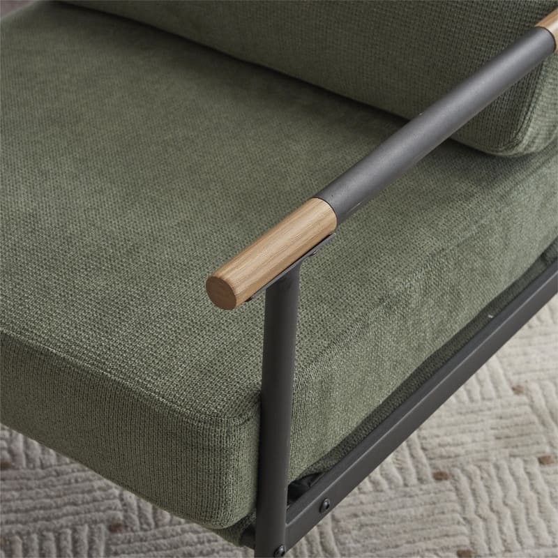 Chenille Fabric Armchair, Retro Leisure Accent Chair with Extra Soft Padded and Cushion