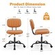 preview thumbnail 13 of 21, Armless Home Office Desk Chair, PU Leather Low Back Task Chair with Wheels, Adjustable Height 360° Rolling Vanity Chairs - N/A