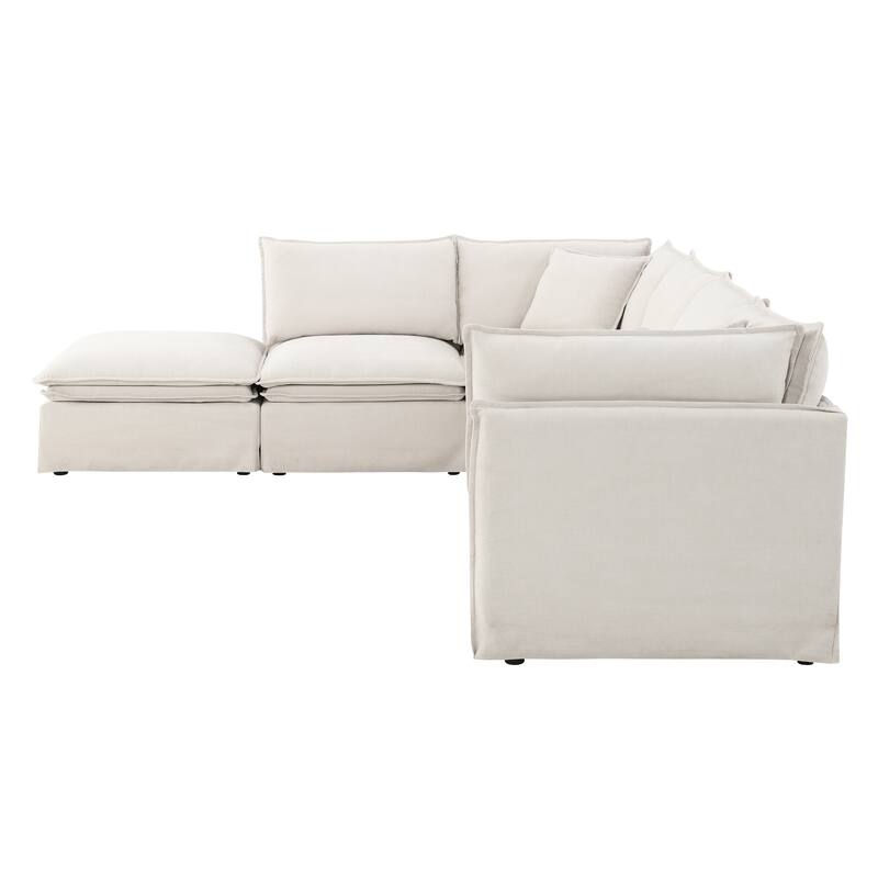 Modular Sectional Sofa With Movable Ottoman,L Pholstered Indoor Furniture, Wide Seat ,Free Combination, Chenille Sofa