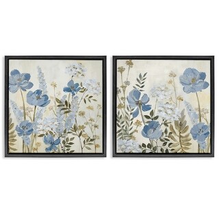Stupell Blue Peaceful Garden Framed Floater Canvas Wall Art Design By ...