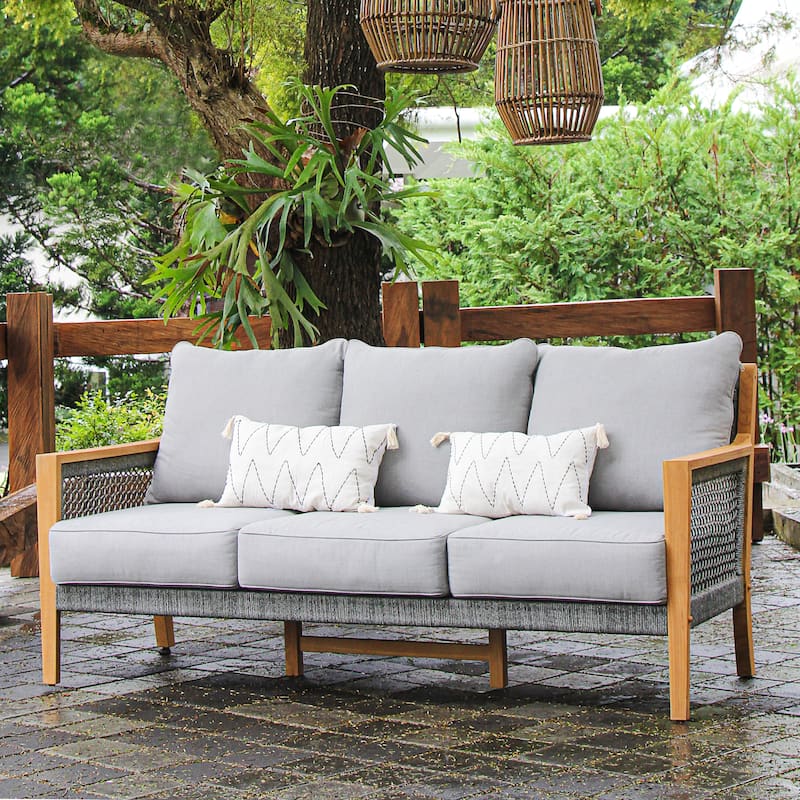 Cambridge Casual Nassau Teak Patio Sofa with Cushion