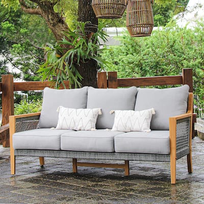 Cambridge Casual Nassau Teak Patio Sofa with Cushion