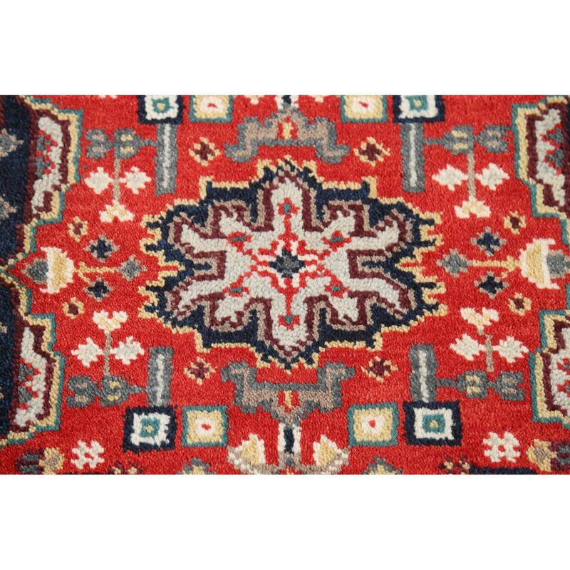 Geometric Kazak Indian Accent Rug Hand-Knotted Wool Carpet - 2'0"x 3'0"