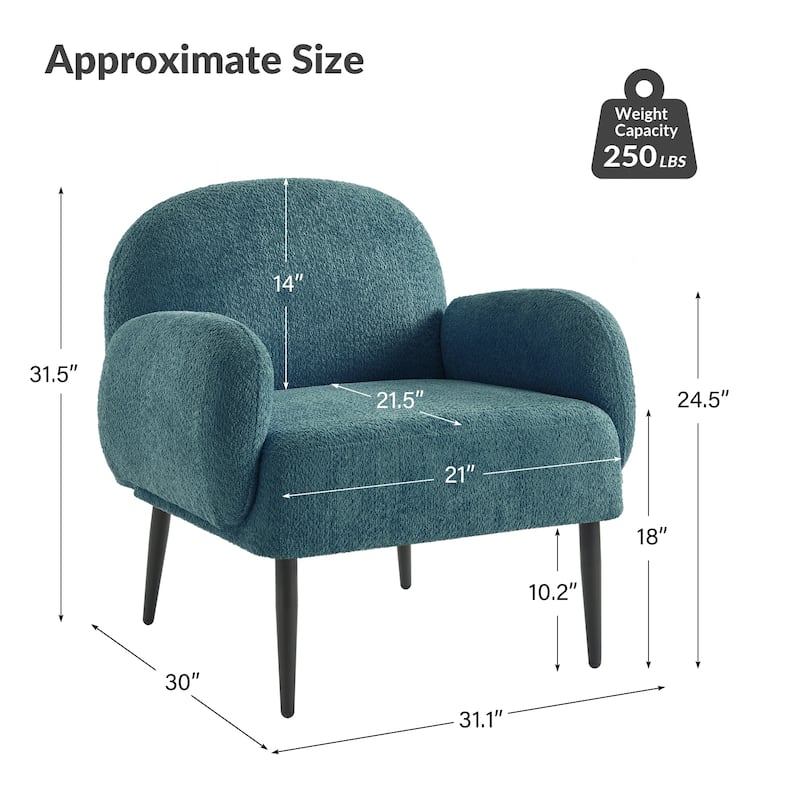 Abe Modern Boucle Accent Chair with Adjustable Metal Legs Set of 2 by HULALA HOME