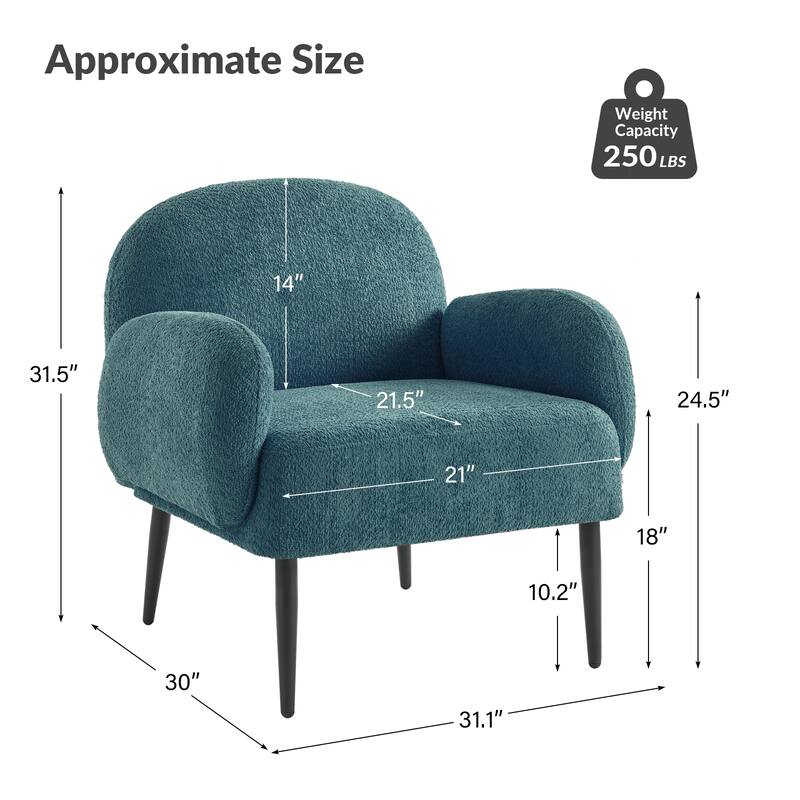 Abe Modern Boucle Accent Chair with Adjustable Metal Legs by HULALA HOME