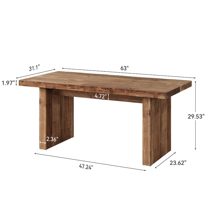 Solid Wood Executive Office Desk, 63" Large Computer Desk Workstation