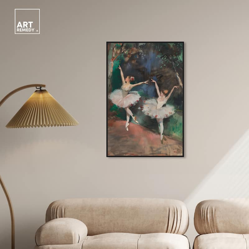 Art Remedy Classical Ballerinas Framed Impressionism 1 Piece Canvas Wall Art /Monet And Van Gogh Inspired Art