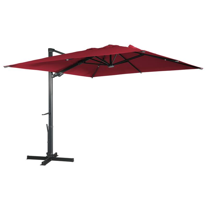 10FT Cantilever Umbrella Rectangular Crank Market Umbrella - Red