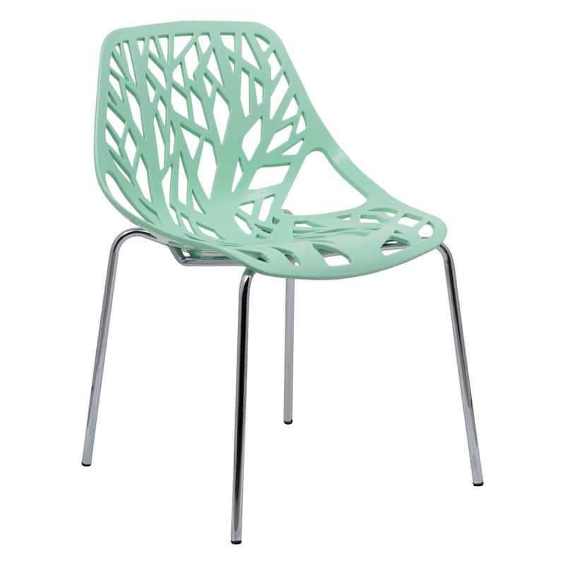 Asbury Stackable Dining Chair with Chrome Legs Side Chair with Modern Cut-Out Design Backrest - Mint