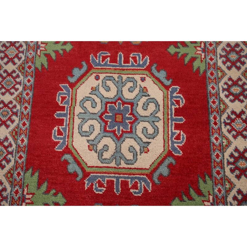 Red Kazak Accent Rug Handmade Traditional Wool Carpet - 2'7" x 4'0"