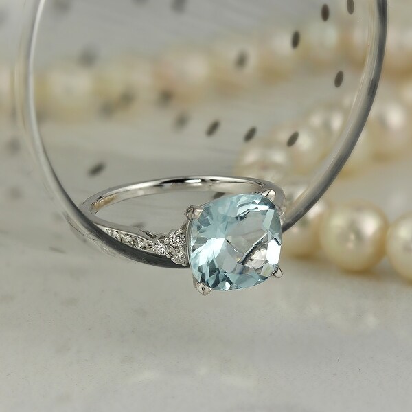 Auriya 3 1/8ct Fancy Cushion Aquamarine and Diamond Engagement Ring 1/4ctw 14k Gold. Opens flyout.