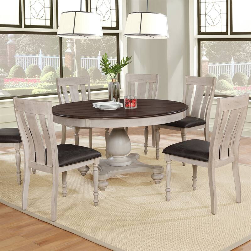 Set of 2 Arch Weathered Oak Turned Leg Dining Chairs