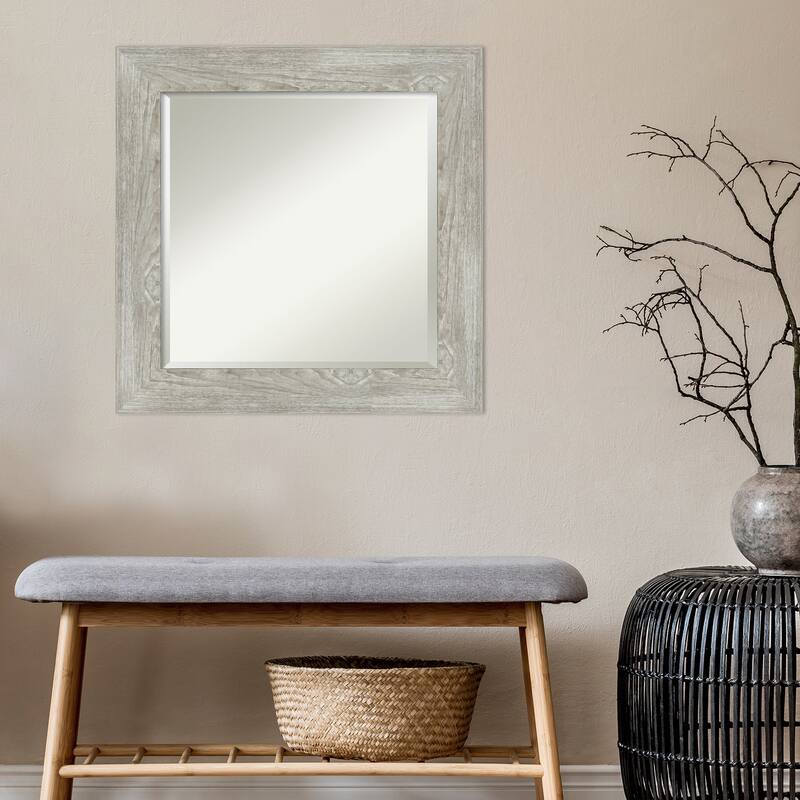 Beveled Bathroom Wall Mirror - Dove Greywash Frame