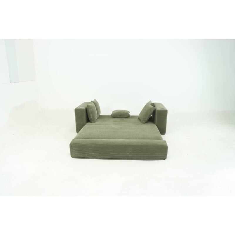 Convertible Sofa Bed, 76" Boneless Loveseat Couch 2 in 1 Foldable Floor Sofa Couch with 2 Cup Holders, Folding Sleeper Chair