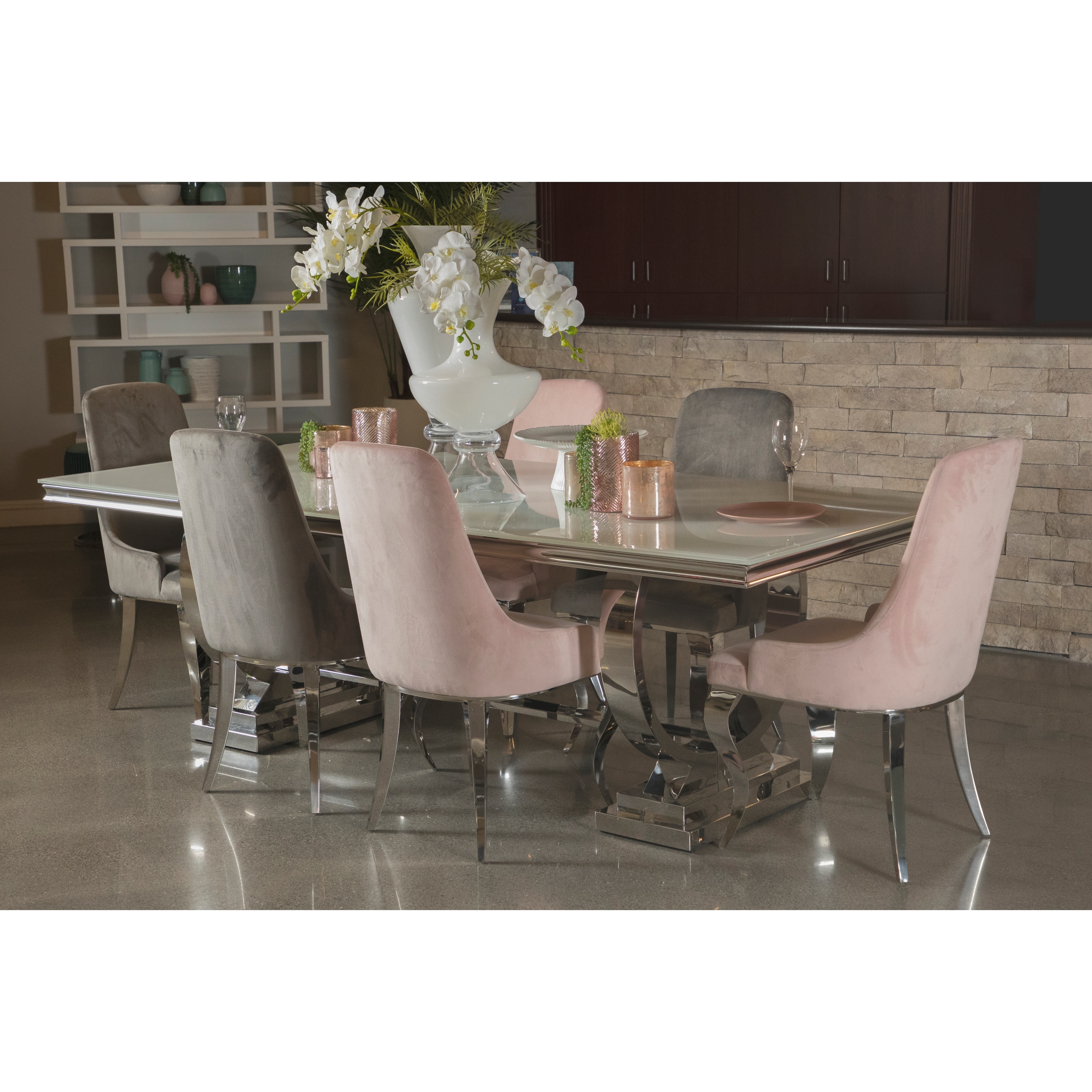 Antoine chrome dining room set sales