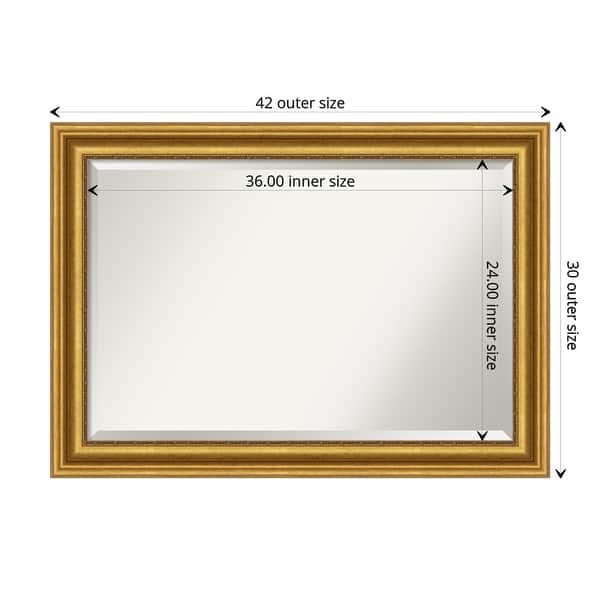 dimension image slide 1 of 6, Beveled Bathroom Wall Mirror - Parlor Gold Frame