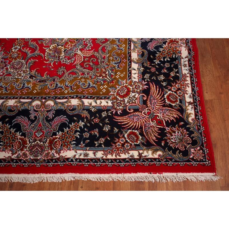 Victorian Style Red Kashan Turkish Area Rug Red Machine Made Carpet - 9'8" x 12'8"