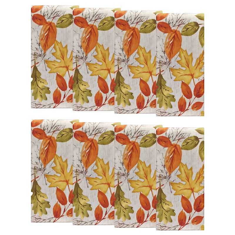 Autumn Leaves Fall Printed Napkins, Set of 8 - 17"x17"