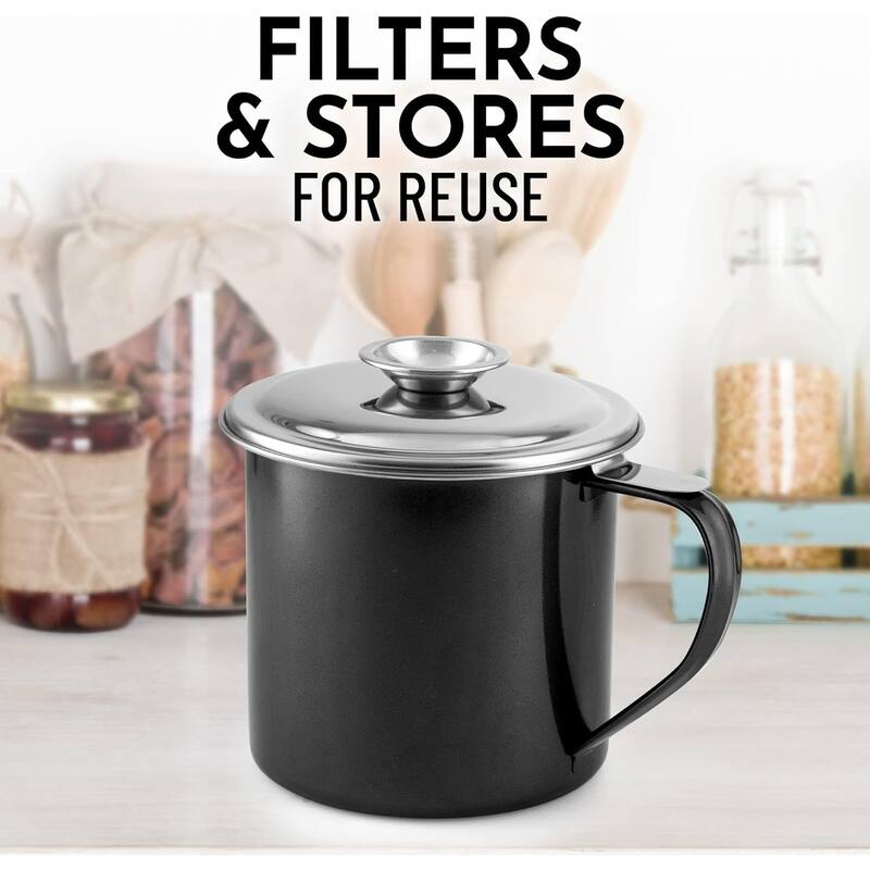 Bacon Grease Container With Strainer Bed Bath & Beyond 39097285