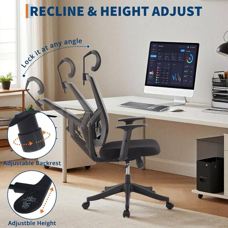 High Back Ergonomic Home Office Chair with Adjustable Lumbar Support and Headrest