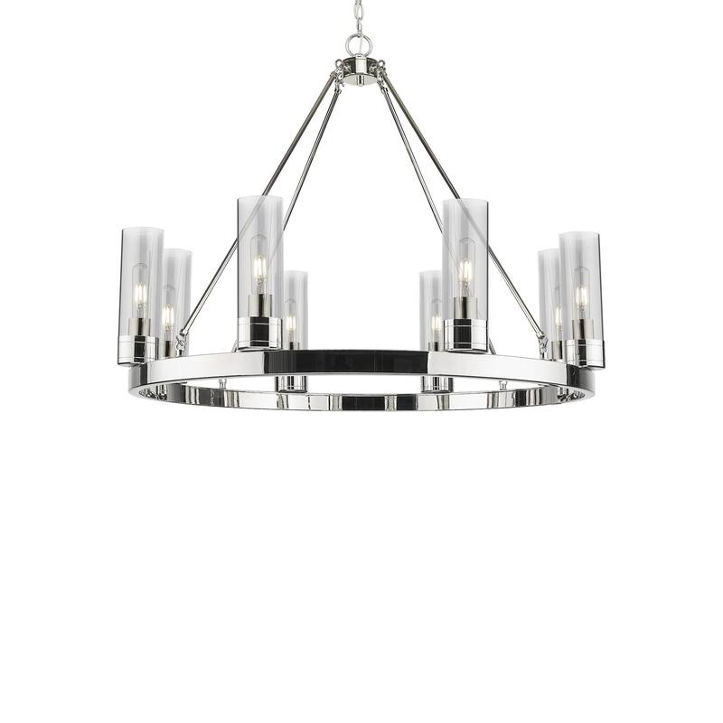 Innovations Lighting 617-8CR-28-36-8 Boreas Chandelier Boreas 8 Light - Polished Nickel / Light Smoke