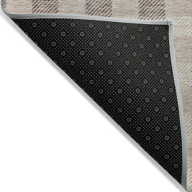 Machine Washable Indoor/ Outdoor Chantille Plaid Stripe Rug
