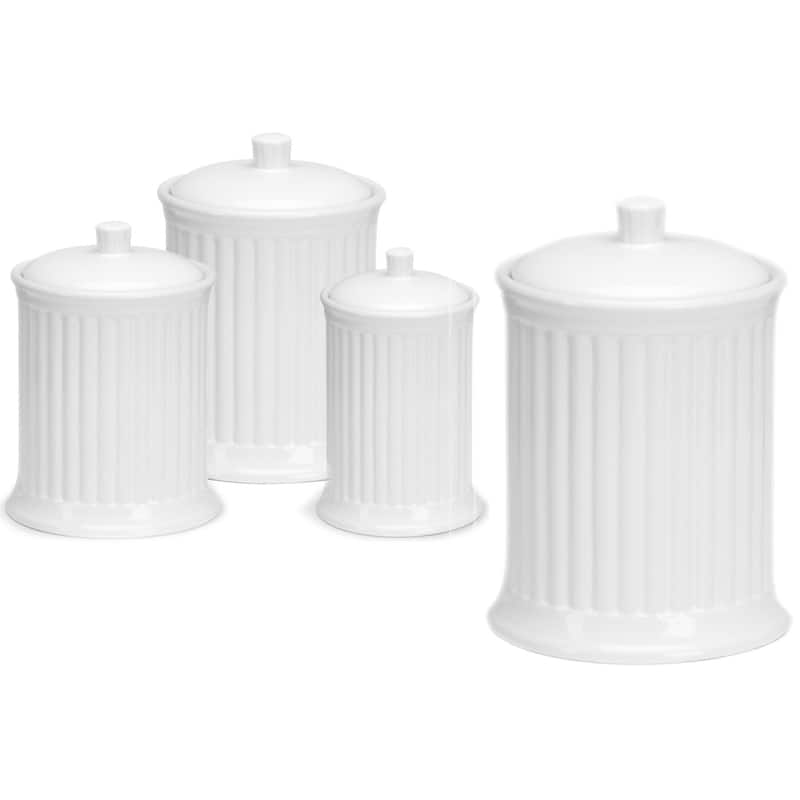 Omniware Simsbury 4 Piece Canister Set - 7" D x 12" H - White