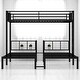 preview thumbnail 6 of 10, Triple Bunk Bed,Metal Twin Over Twin & Twin Beds with Ladder, Guardrails, Shelf & Table, Convertible L-Shaped Design