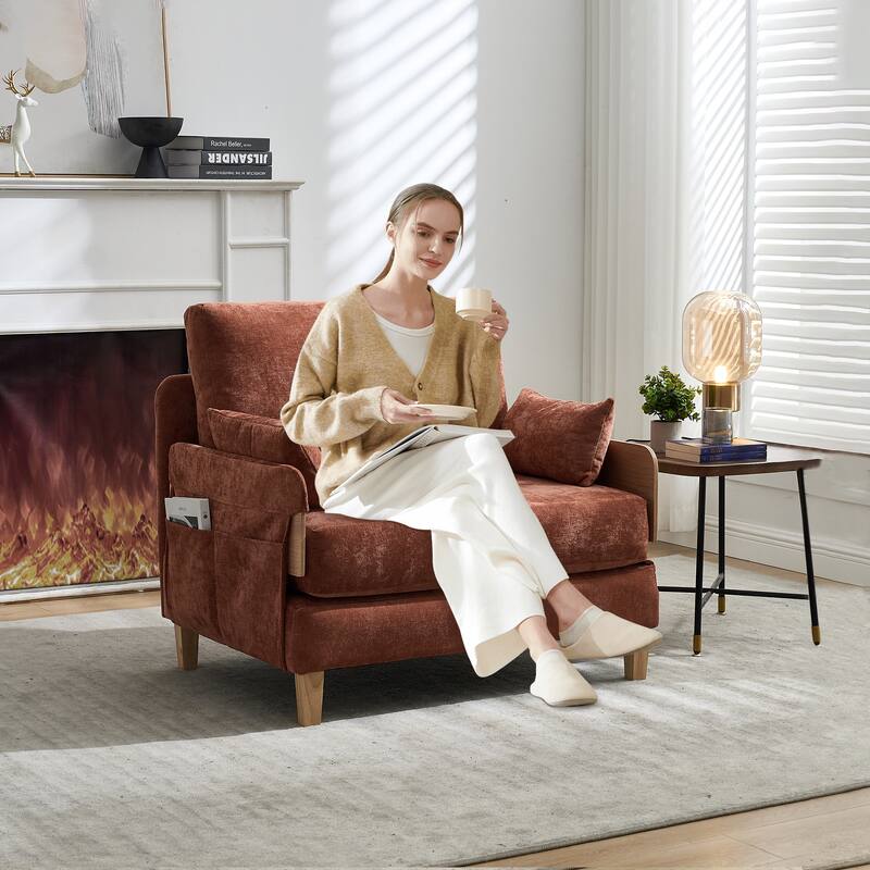 3-in-1 Convertible Chenille Sleeper Sofa, Foldable Sofa Bed with Three Pillows