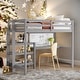 preview thumbnail 14 of 25, Twin Size Wooden Loft Bed with Shelves, Desk and Writing Board, White Grey